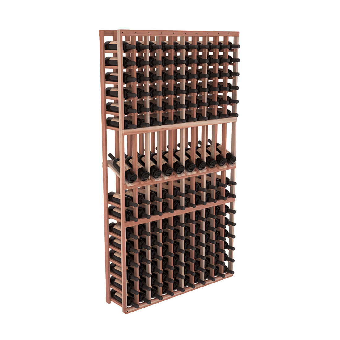 InstaCellar - 10 Column Display Row Rack in Premium Redwood Unstained without WineSafe™ Satin Sealant