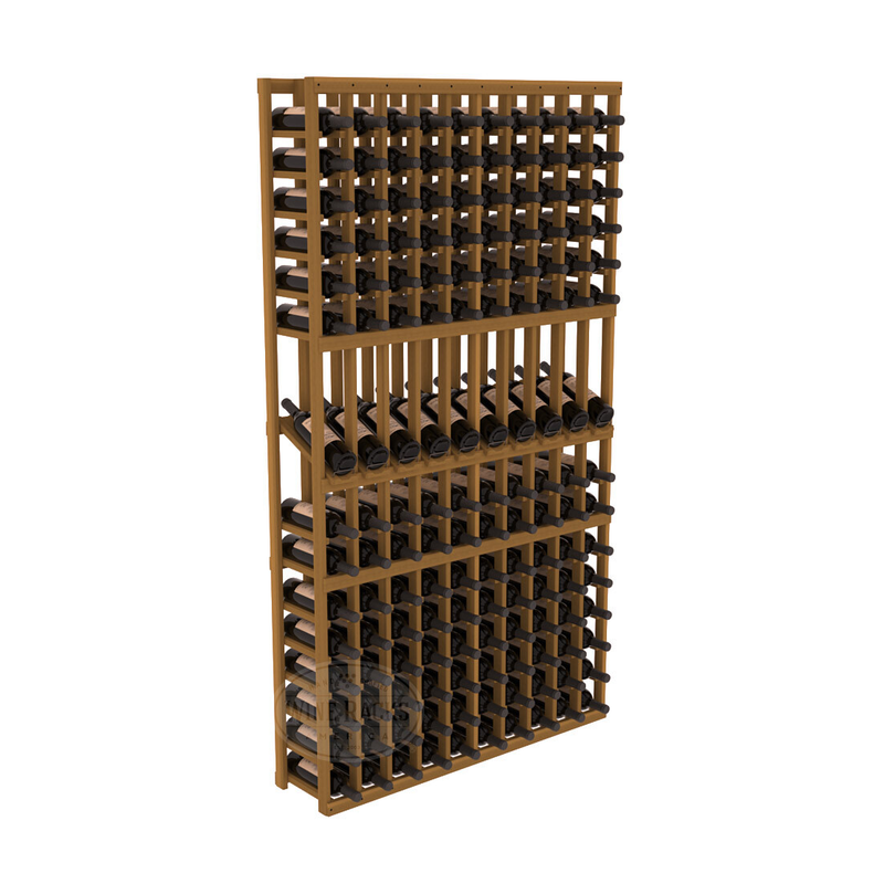 InstaCellar - 10 Column Display Row Rack in Premium Redwood Oak stained without WineSafe™ Satin Sealant