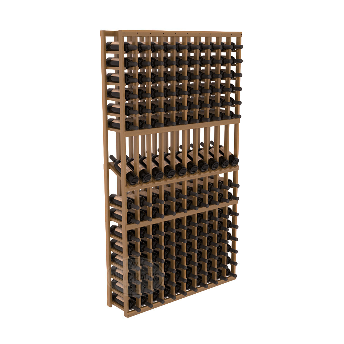 InstaCellar - 10 Column Display Row Rack in Premium Redwood Oak stained with WineSafe™ Satin Sealant