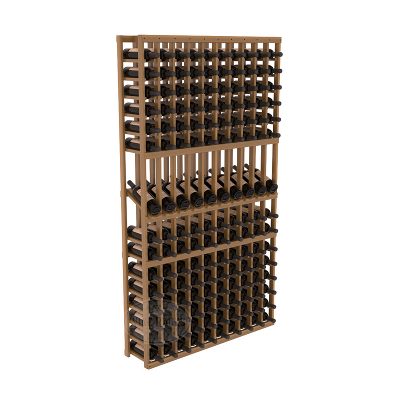 InstaCellar - 10 Column Display Row Rack in Premium Redwood Oak stained with WineSafe™ Satin Sealant