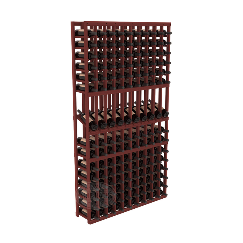 InstaCellar - 10 Column Display Row Rack in Premium Redwood Cherry stained without WineSafe™ Satin Sealant