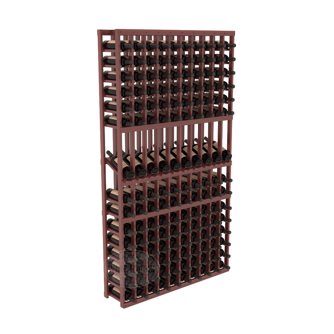 InstaCellar - 10 Column Display Row Rack in Premium Redwood Cherry stained with WineSafe™ Satin Sealant
