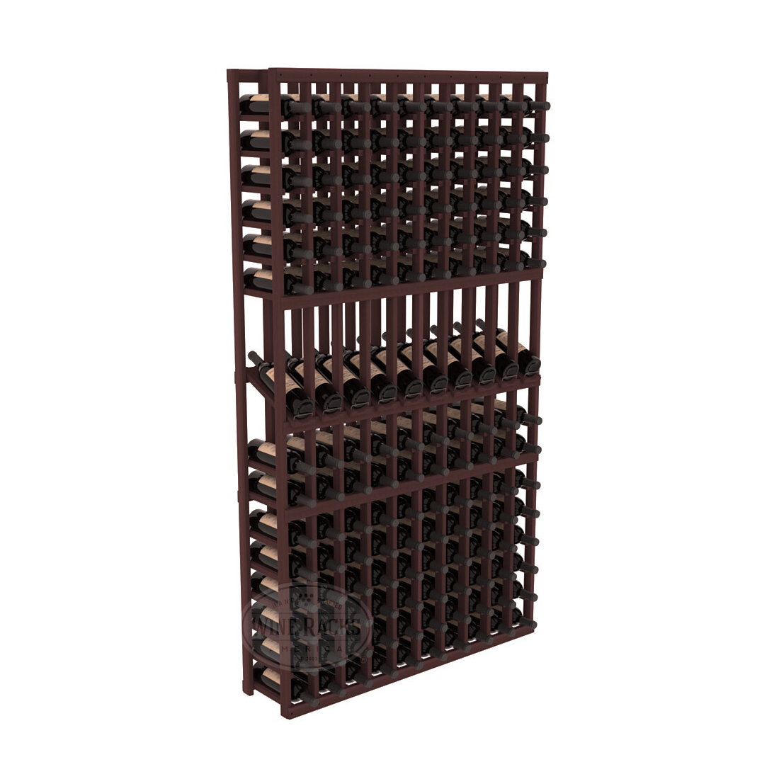 InstaCellar - 10 Column Display Row Rack in Premium Redwood Walnut stained without WineSafe™ Satin Sealant
