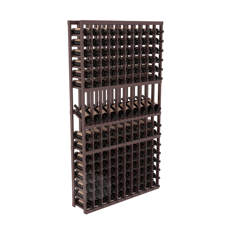 InstaCellar - 10 Column Display Row Rack in Premium Redwood Walnut stained with WineSafe™ Satin Sealant