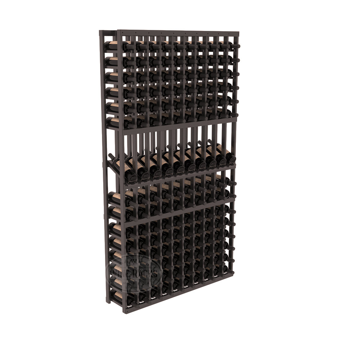 InstaCellar - 10 Column Display Row Rack in Premium Redwood Black stained with WineSafe™ Satin Sealant