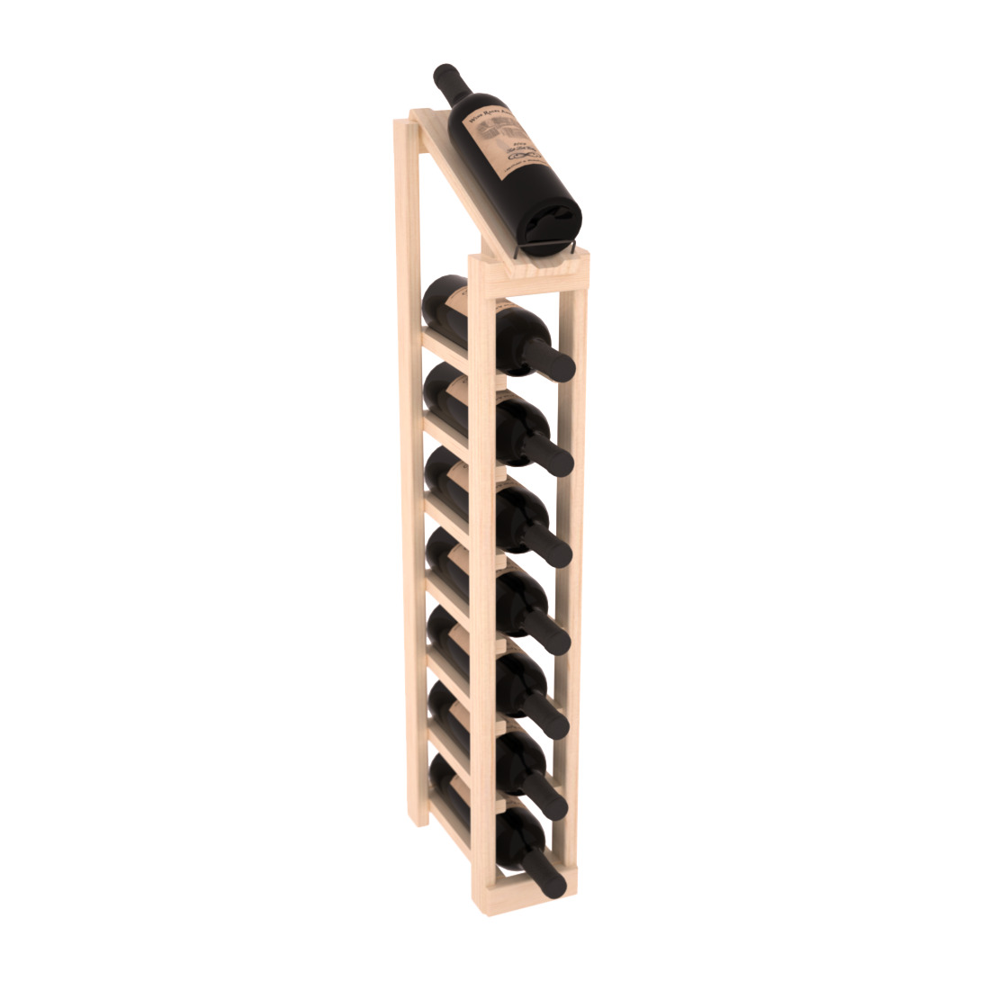 InstaCellar - 1 Column, 8R Display Top Rack in Pine Unstained with WineSafe™ Satin Sealant
