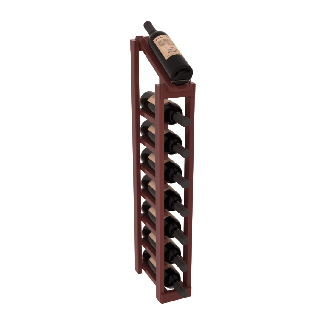 InstaCellar - 1 Column, 8R Display Top Rack in Redwood Cherry stained with WineSafe™ Satin Sealant