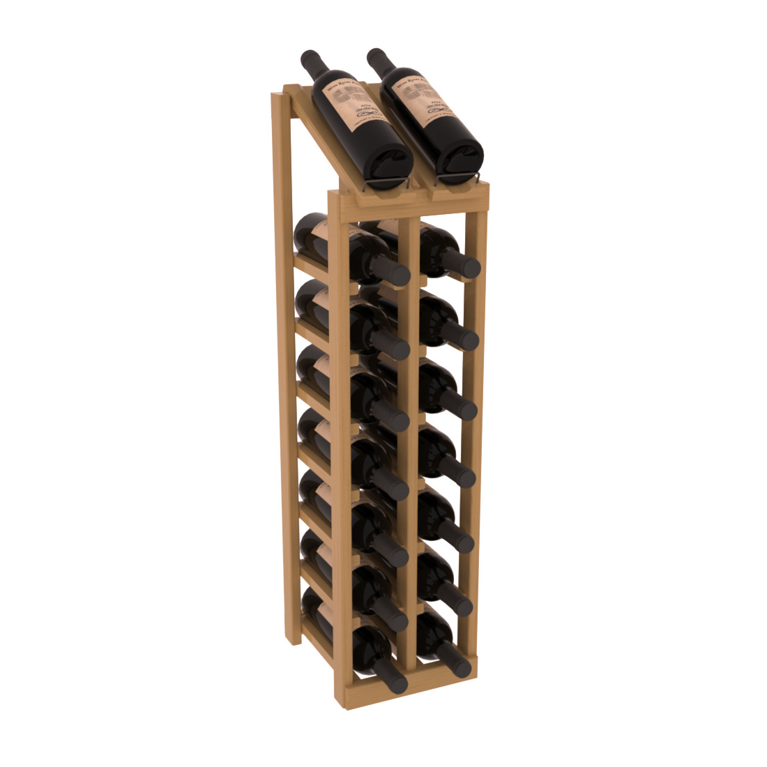 InstaCellar - 2 Column, 8R Display Top Rack in Pine Oak stained with WineSafe™ Satin Sealant