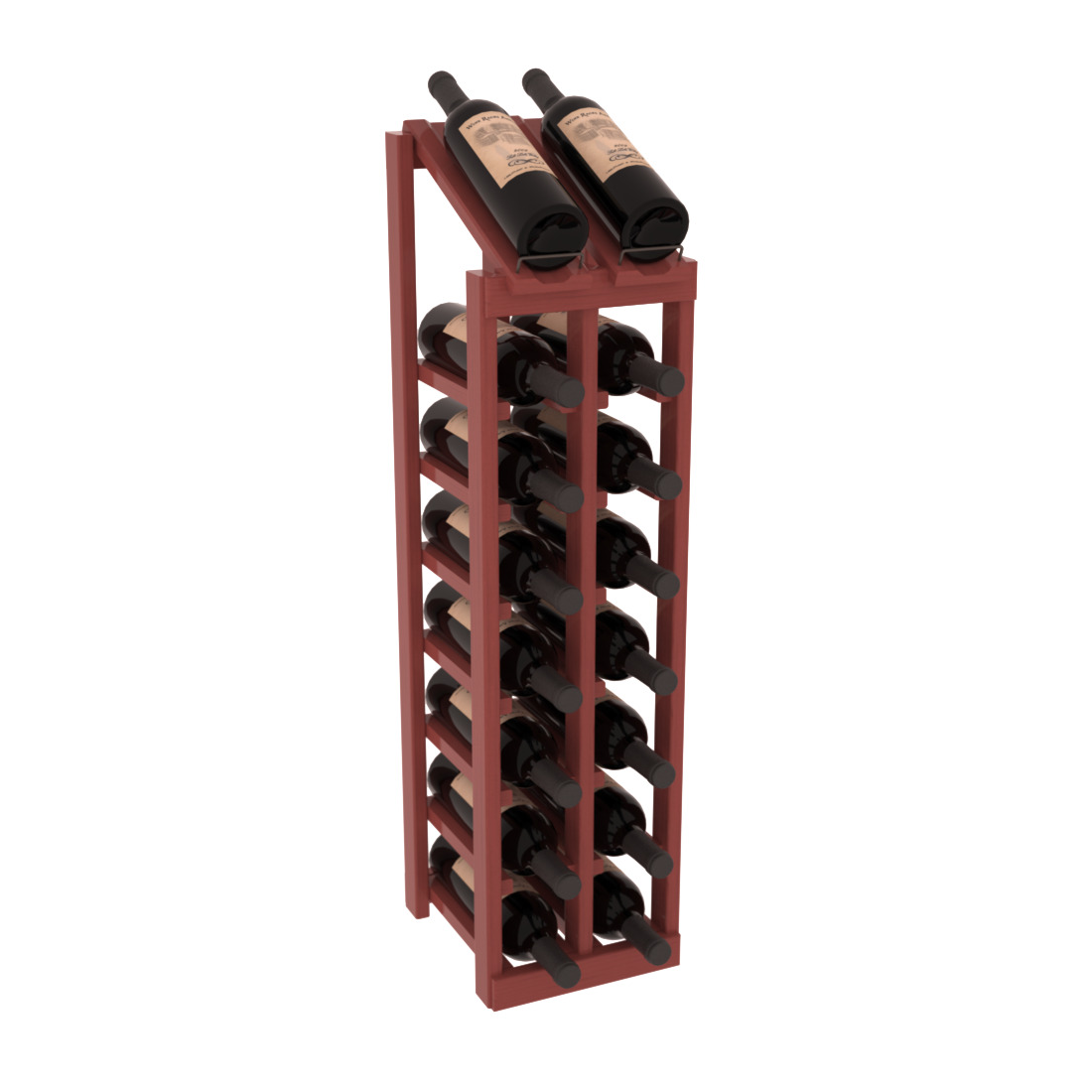 InstaCellar - 2 Column, 8R Display Top Rack in Pine Cherry stained with WineSafe™ Satin Sealant