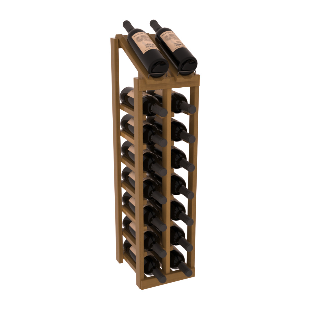 InstaCellar - 2 Column, 8R Display Top Rack in Redwood Oak stained with WineSafe™ Satin Sealant