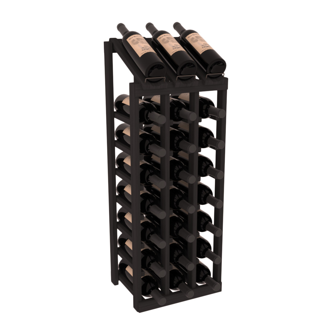 InstaCellar - 3 Column, 8R Display Top Rack in Grand Mahogany Black stained without WineSafe™ Satin Sealant