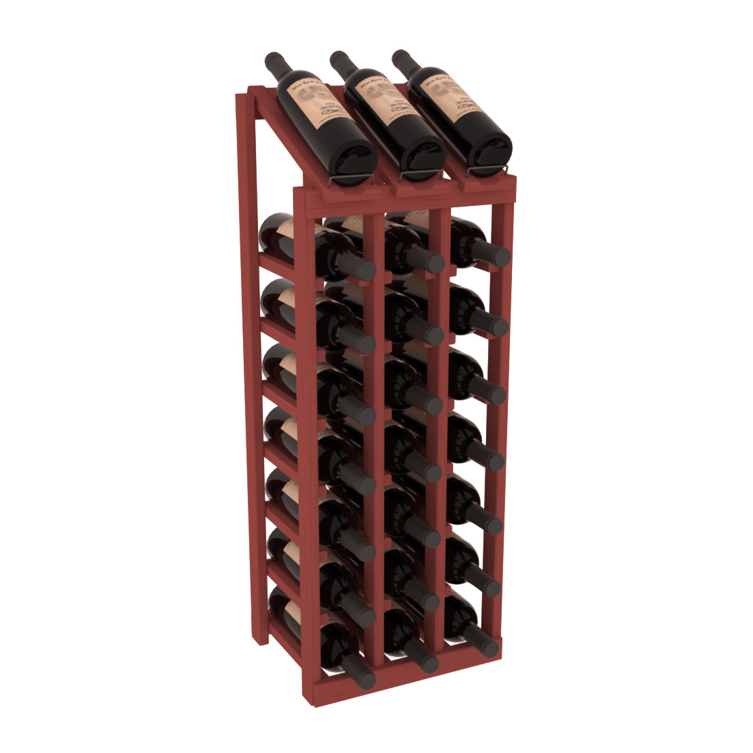 InstaCellar - 3 Column, 8R Display Top Rack in Pine Cherry stained without WineSafe™ Satin Sealant