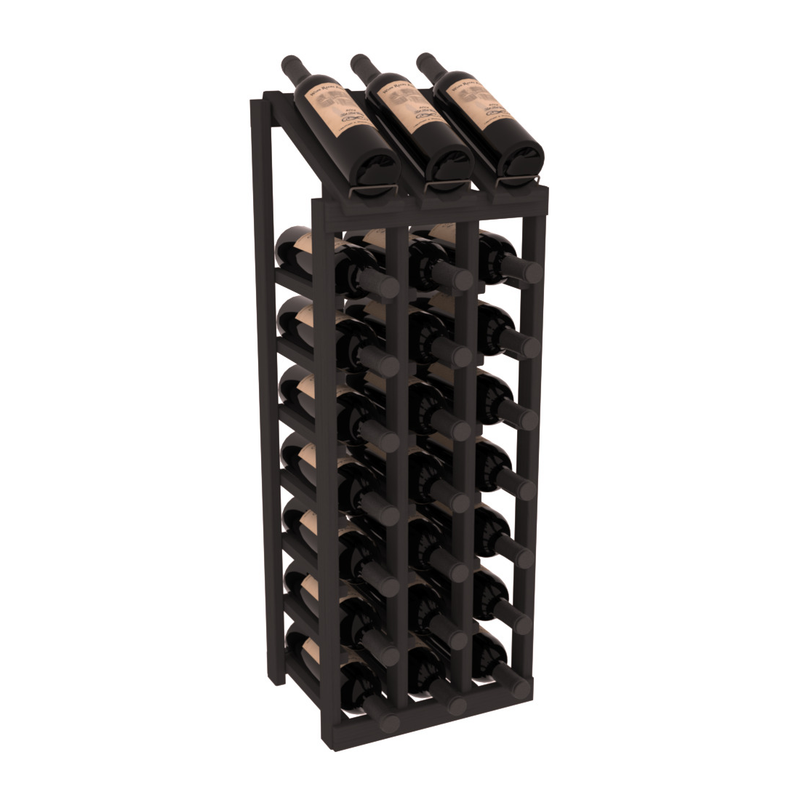 InstaCellar - 3 Column, 8R Display Top Rack in Pine Black stained without WineSafe™ Satin Sealant