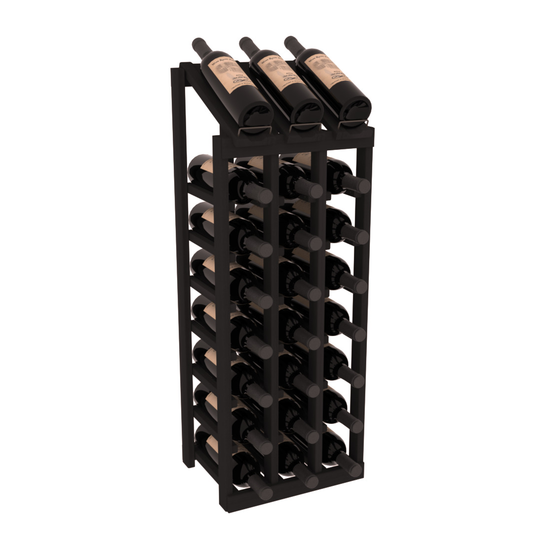 InstaCellar - 3 Column, 8R Display Top Rack in Redwood Black stained without WineSafe™ Satin Sealant