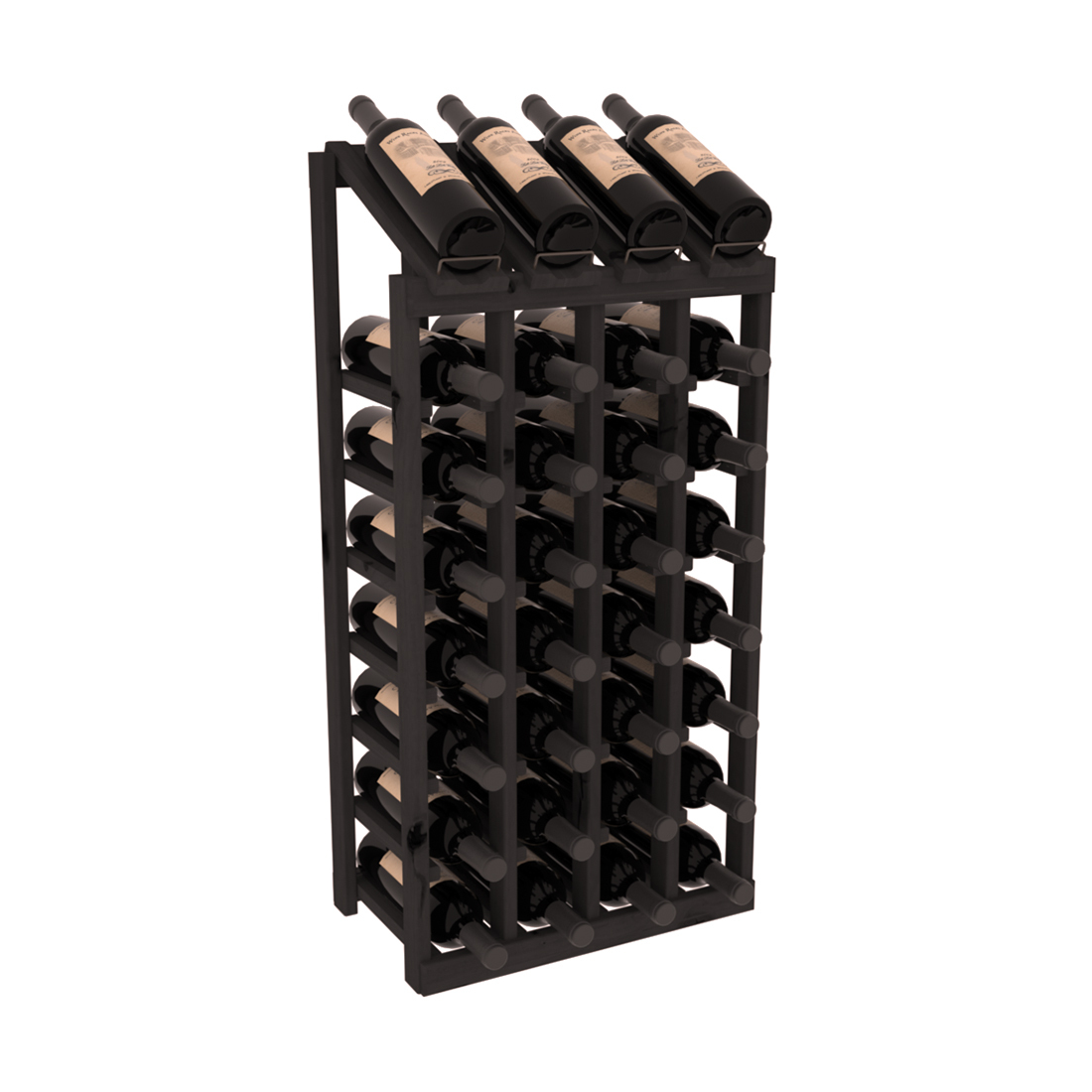 InstaCellar - 4 Column, 8R Display Top Rack in Alder Black stained without WineSafe™ Satin Sealant