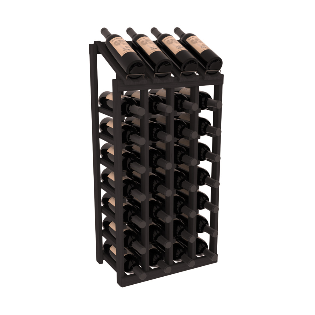 InstaCellar - 4 Column, 8R Display Top Rack in Grand Mahogany Black stained without WineSafe™ Satin Sealant