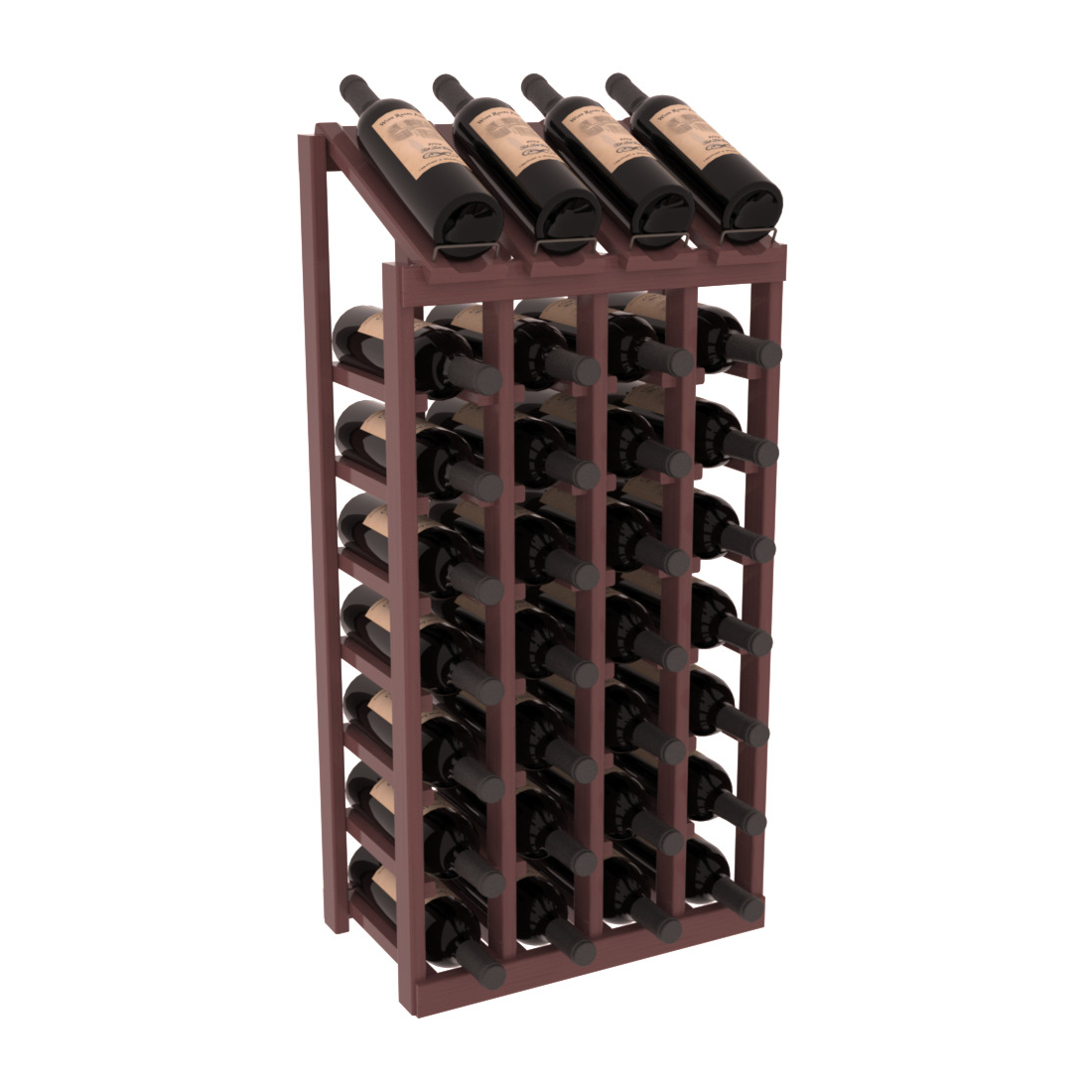 InstaCellar - 4 Column, 8R Display Top Rack in Pine Walnut stained with WineSafe™ Satin Sealant