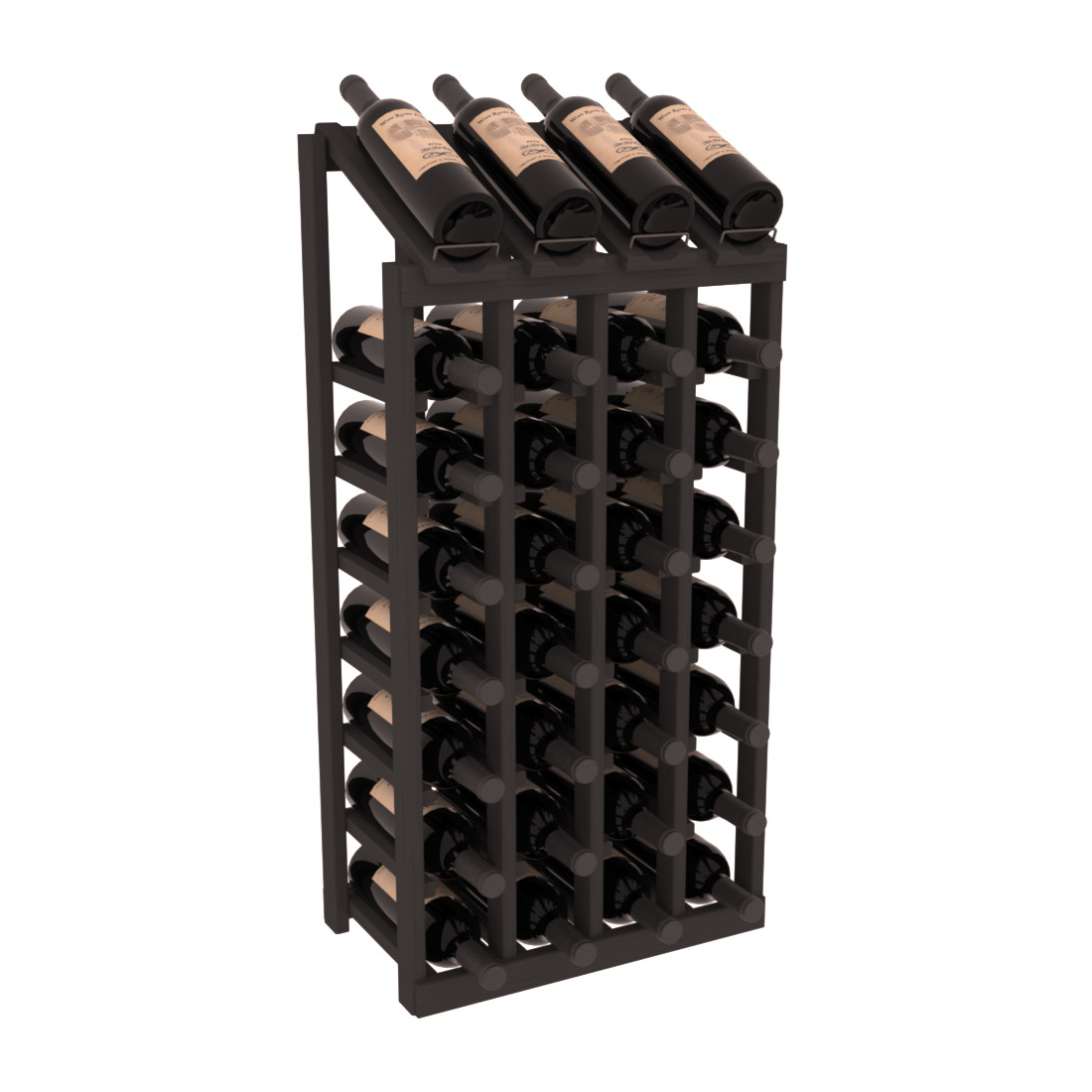 InstaCellar - 4 Column, 8R Display Top Rack in Pine Black stained without WineSafe™ Satin Sealant