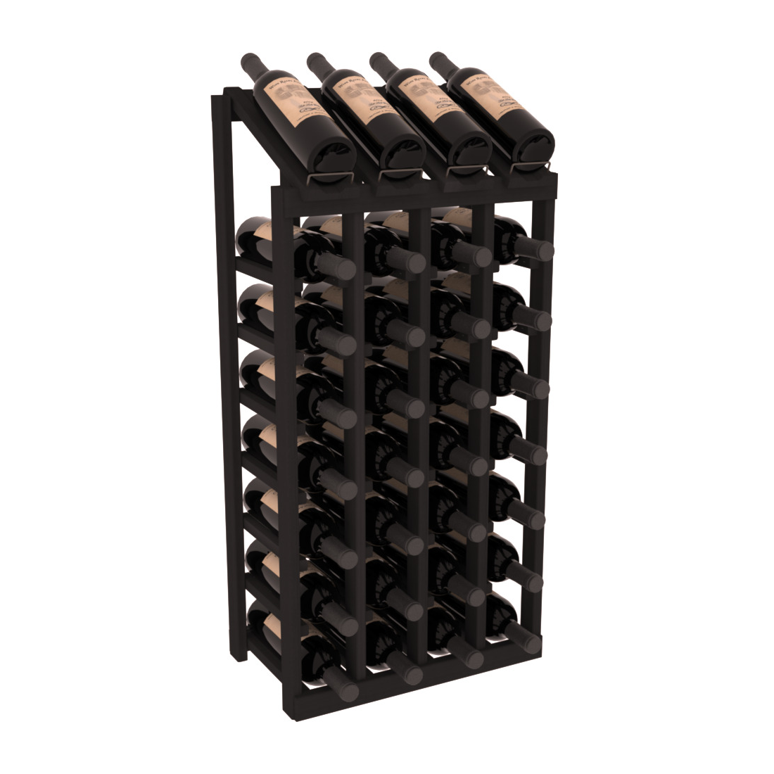InstaCellar - 4 Column, 8R Display Top Rack in Redwood Black stained without WineSafe™ Satin Sealant