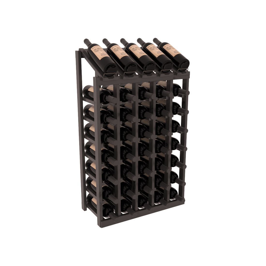 InstaCellar - 5 Column, 8R Display Top Rack in Alder Black stained with WineSafe™ Satin Sealant