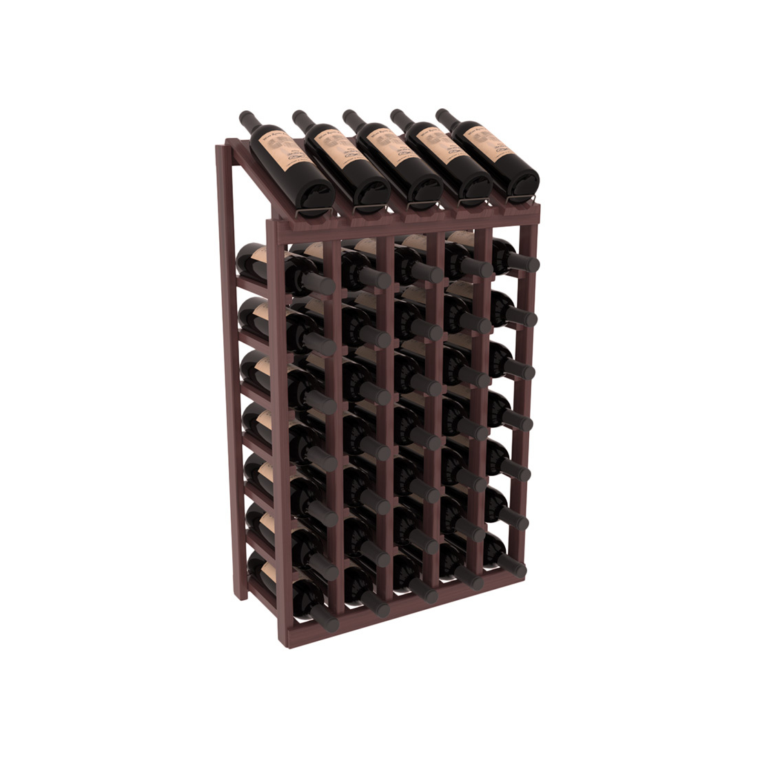 InstaCellar - 5 Column, 8R Display Top Rack in Grand Mahogany Walnut stained with WineSafe™ Satin Sealant