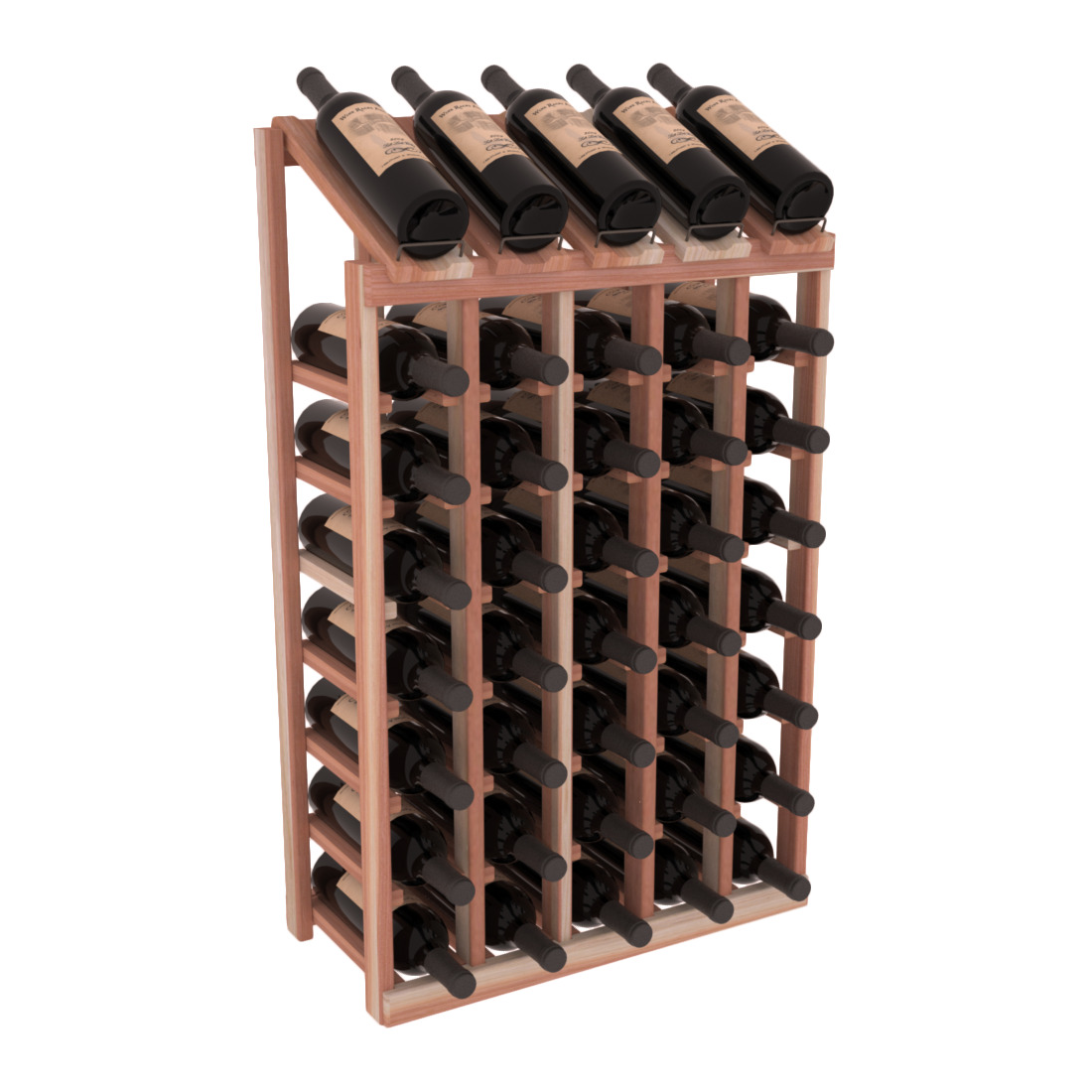InstaCellar - 5 Column, 8R Display Top Rack in Redwood Unstained without WineSafe™ Satin Sealant