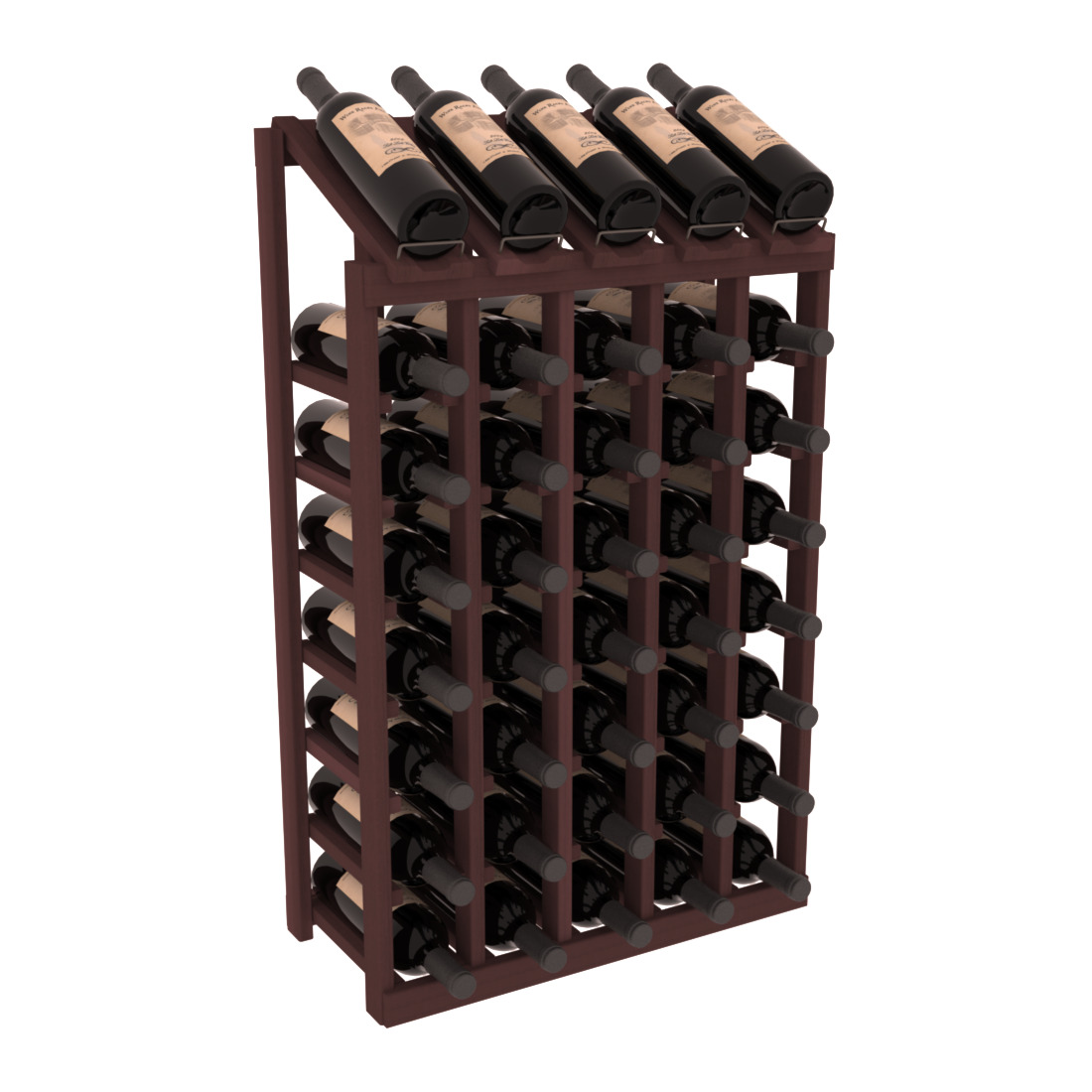 InstaCellar - 5 Column, 8R Display Top Rack in Redwood Walnut stained without WineSafe™ Satin Sealant