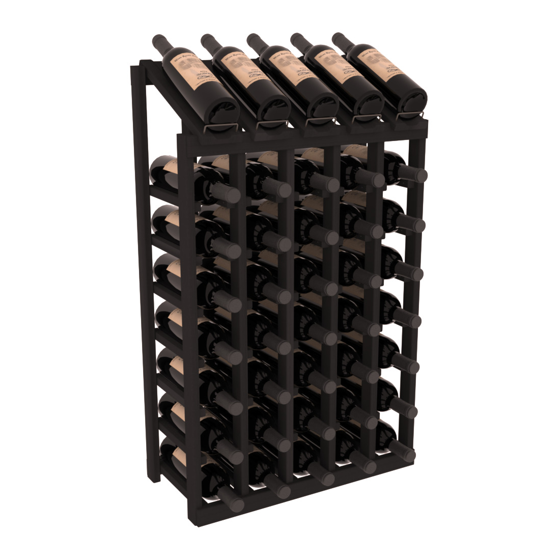 InstaCellar - 5 Column, 8R Display Top Rack in Redwood Black stained without WineSafe™ Satin Sealant