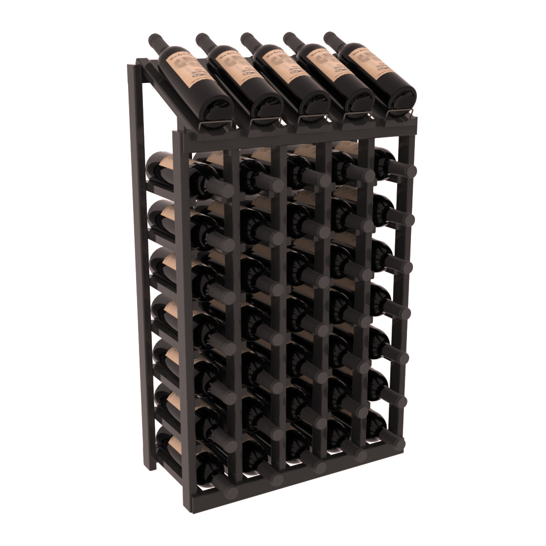 InstaCellar - 5 Column, 8R Display Top Rack in Redwood Black stained with WineSafe™ Satin Sealant
