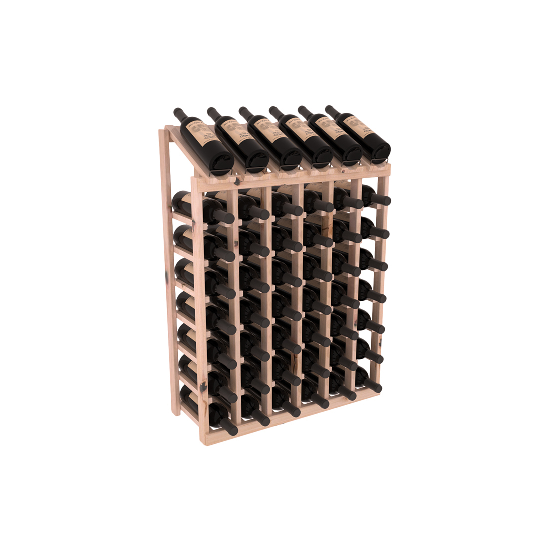 InstaCellar - 6 Column, 8R Display Top Rack in Alder Unstained with WineSafe™ Satin Sealant