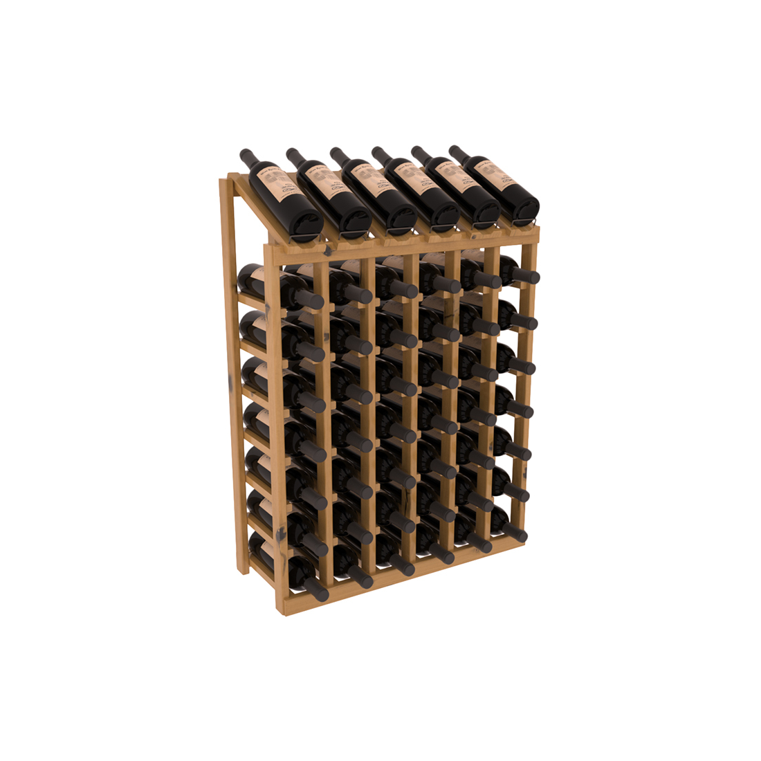 InstaCellar - 6 Column, 8R Display Top Rack in Alder Oak stained with WineSafe™ Satin Sealant