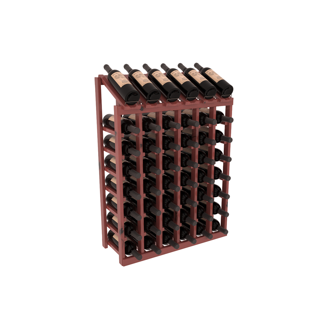 InstaCellar - 6 Column, 8R Display Top Rack in Alder Cherry stained with WineSafe™ Satin Sealant