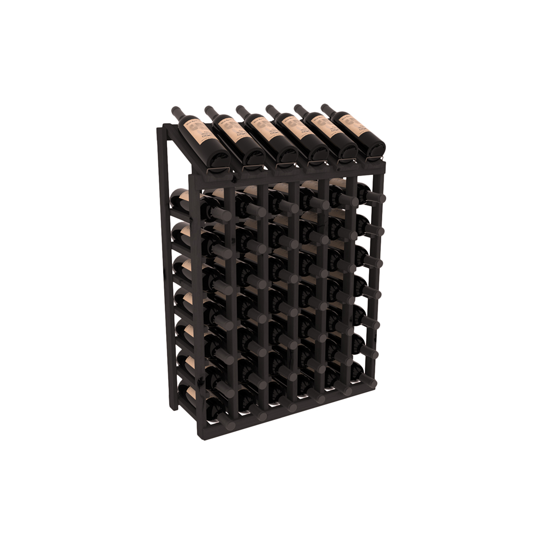 InstaCellar - 6 Column, 8R Display Top Rack in Alder Black stained without WineSafe™ Satin Sealant