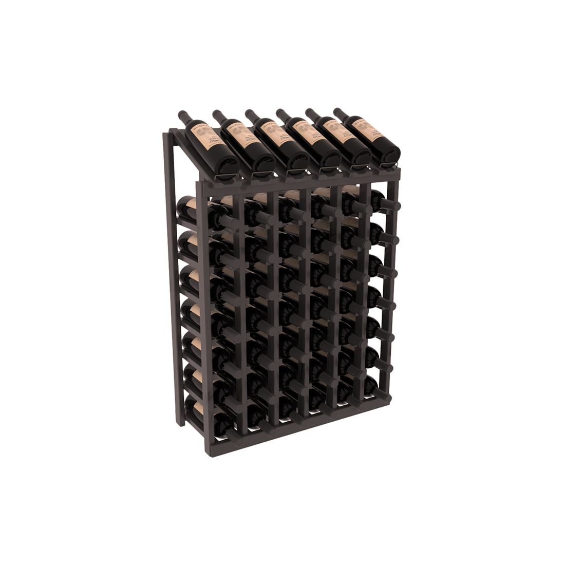 InstaCellar - 6 Column, 8R Display Top Rack in Alder Black stained with WineSafe™ Satin Sealant