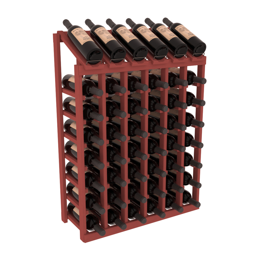 InstaCellar - 6 Column, 8R Display Top Rack in Pine Cherry stained without WineSafe™ Satin Sealant