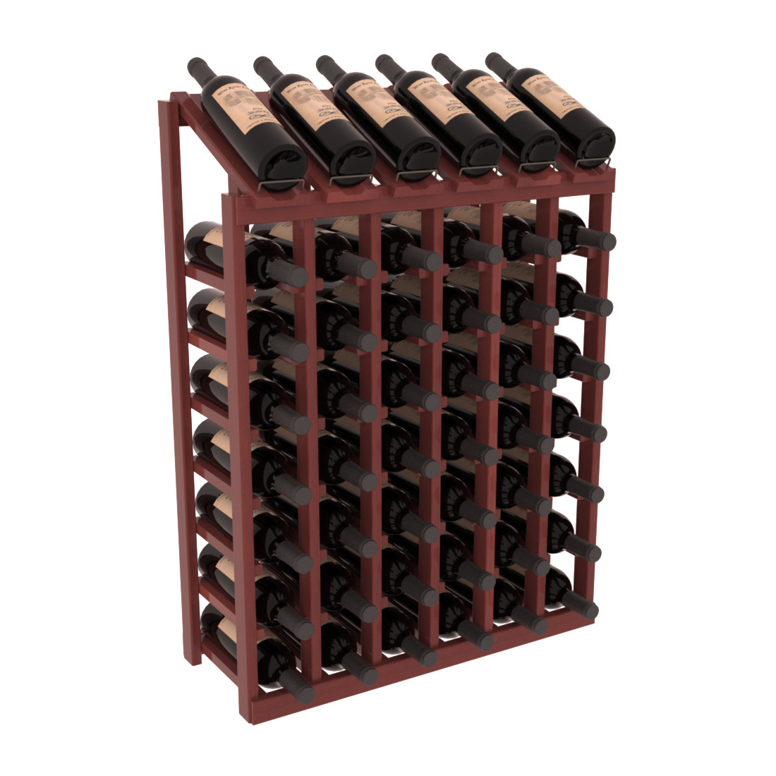 InstaCellar - 6 Column, 8R Display Top Rack in Redwood Cherry stained with WineSafe™ Satin Sealant