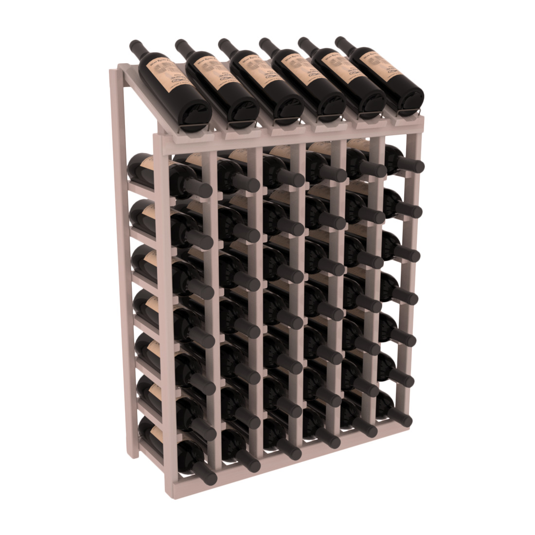 InstaCellar - 6 Column, 8R Display Top Rack in Redwood Greywash stained with WineSafe™ Satin Sealant