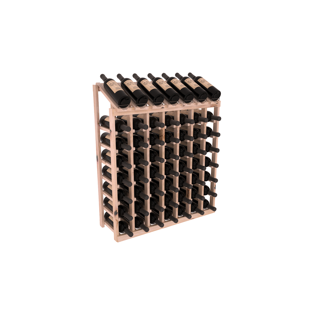 InstaCellar - 7 Column, 8R Display Top Rack in Alder Unstained with WineSafe™ Satin Sealant