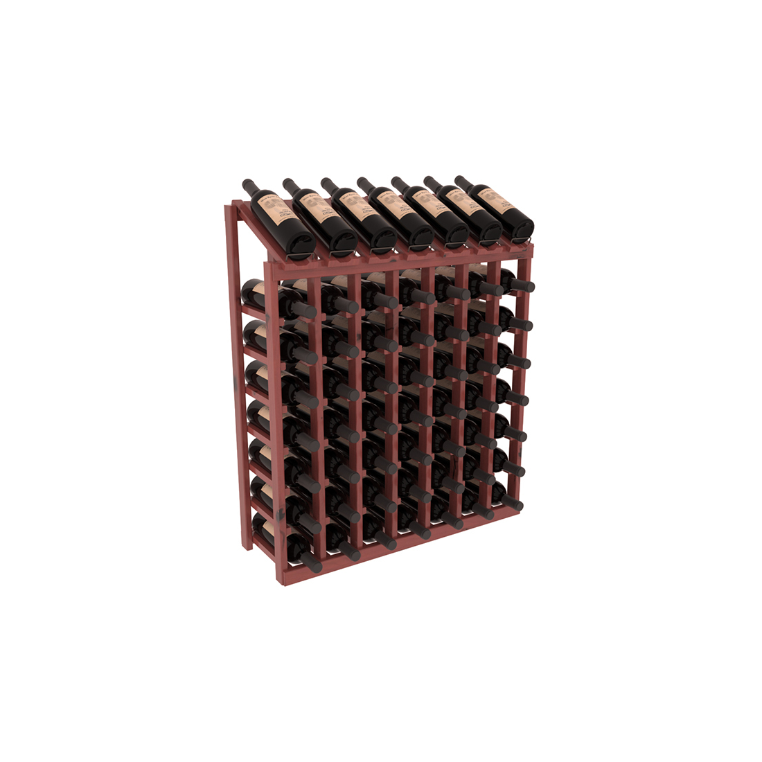 InstaCellar - 7 Column, 8R Display Top Rack in Alder Cherry stained with WineSafe™ Satin Sealant