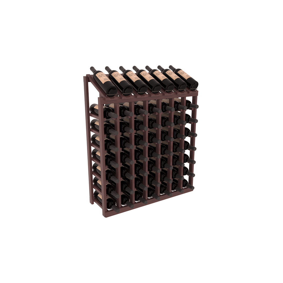 InstaCellar - 7 Column, 8R Display Top Rack in Grand Mahogany Walnut stained with WineSafe™ Satin Sealant