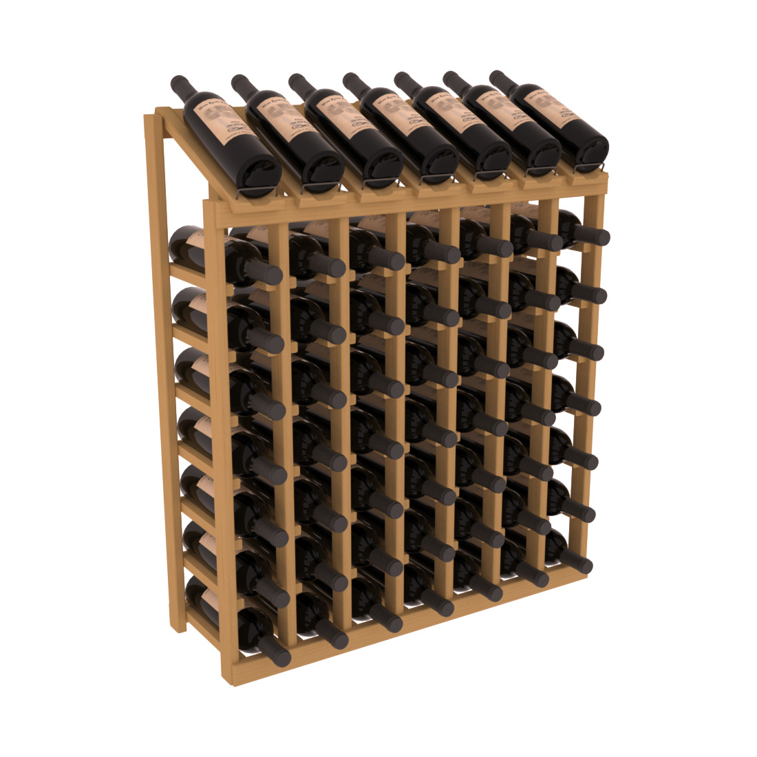 InstaCellar - 7 Column, 8R Display Top Rack in Pine Oak stained without WineSafe™ Satin Sealant