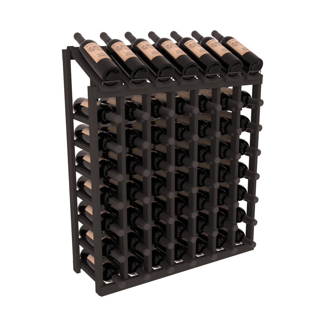 InstaCellar - 7 Column, 8R Display Top Rack in Pine Black stained without WineSafe™ Satin Sealant