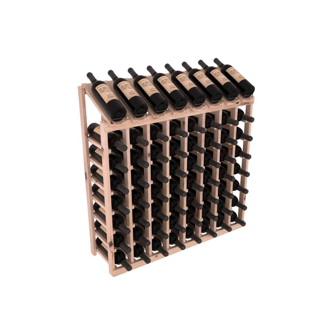 InstaCellar - 8 Column, 8R Display Top Rack in Alder Unstained with WineSafe™ Satin Sealant