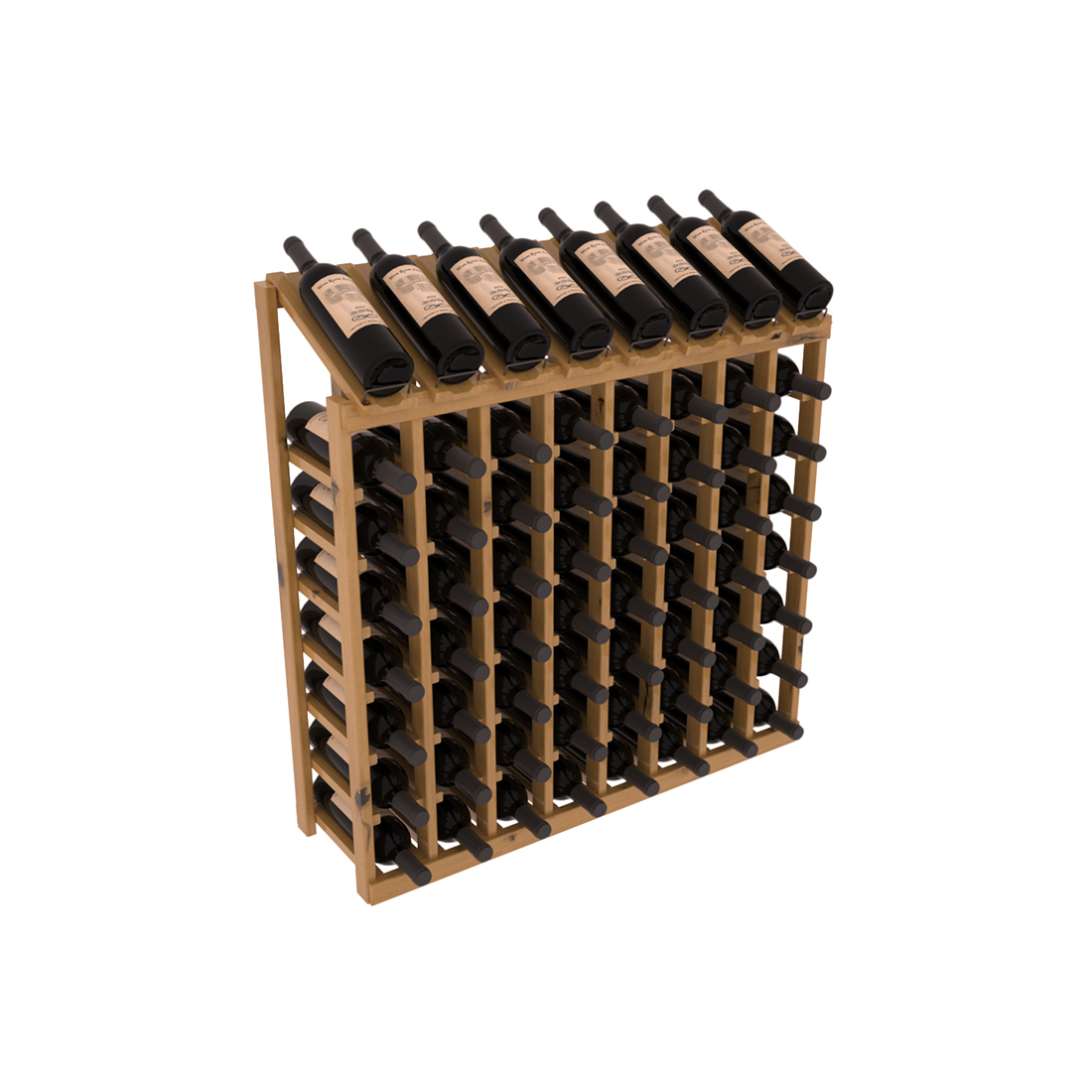 InstaCellar - 8 Column, 8R Display Top Rack in Alder Oak stained with WineSafe™ Satin Sealant