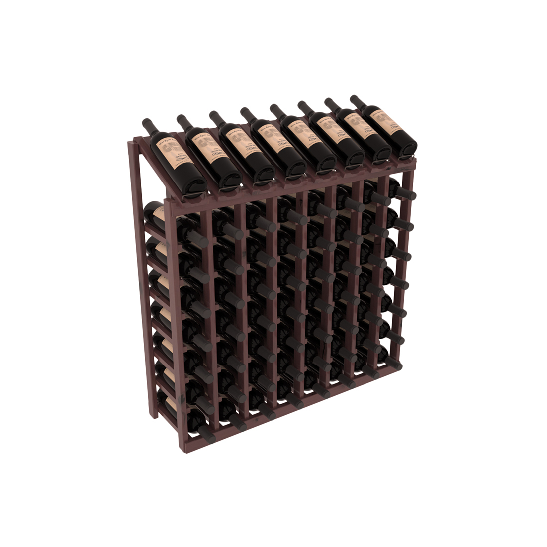 InstaCellar - 8 Column, 8R Display Top Rack in Alder Walnut stained with WineSafe™ Satin Sealant