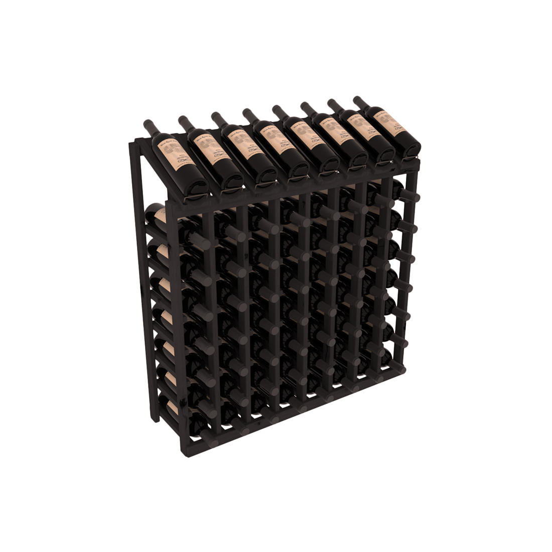 InstaCellar - 8 Column, 8R Display Top Rack in Alder Black stained without WineSafe™ Satin Sealant