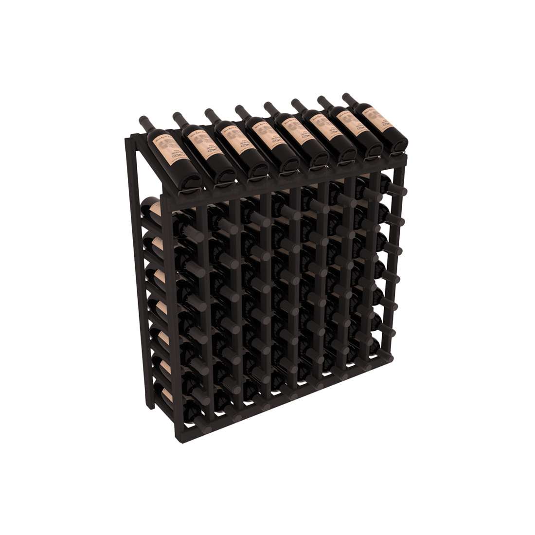InstaCellar - 8 Column, 8R Display Top Rack in Grand Mahogany Black stained without WineSafe™ Satin Sealant