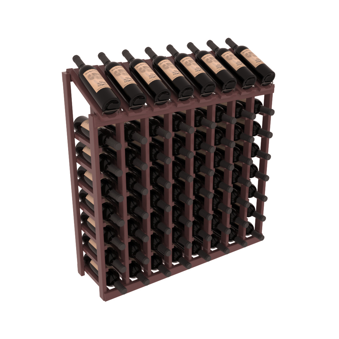 InstaCellar - 8 Column, 8R Display Top Rack in Pine Walnut stained with WineSafe™ Satin Sealant