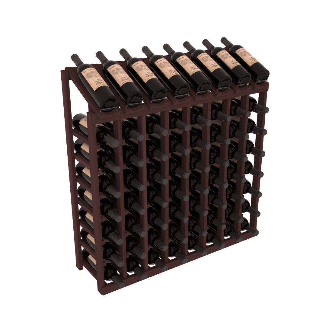 InstaCellar - 8 Column, 8R Display Top Rack in Redwood Walnut stained without WineSafe™ Satin Sealant