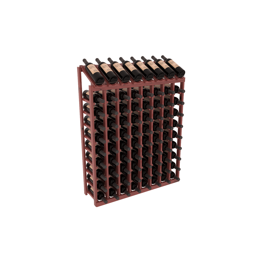 InstaCellar - 8 Column, 10R Display Top Rack in Alder Cherry stained with WineSafe™ Satin Sealant